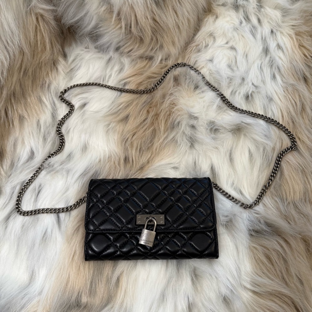 Kurt Geiger Black Quilted Crossbody with Silver Clasp